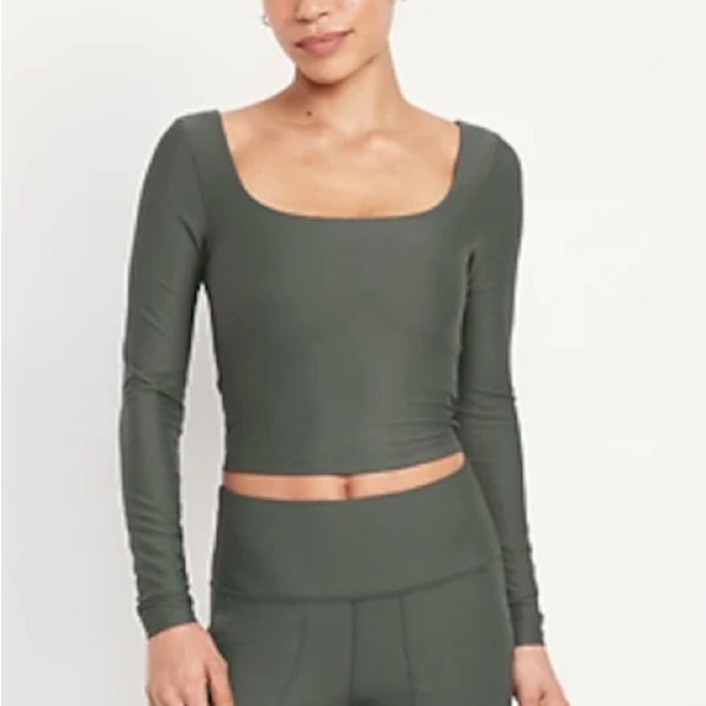 Old Navy Green Fitted Bodysuit Crop Top